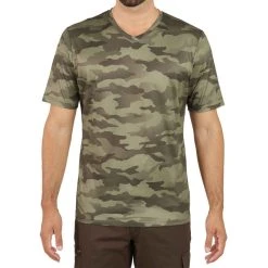 SOLOGNAC Jagd-T-Shirt 100 Atmungsaktiv Camouflage Grün