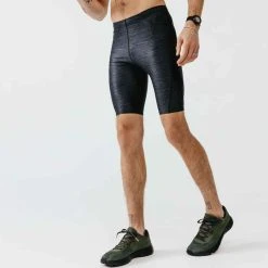 Kalenji Laufshorts Tights Atmungsaktiv Dry+ Herren Graumeliert