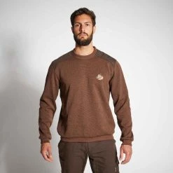 SOLOGNAC Pullover 500 Bestickt Wildschwein Braun Meliert