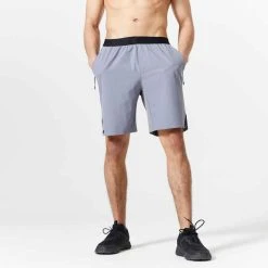 Domyos Shorts Herren Fitness Performance Reissverschlusstaschen - 900 Grau