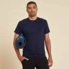 KIMJALY T-Shirt Herren Sanftes Yoga Natürliches Material - Marineblau