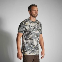 SOLOGNAC T-Shirt WOODLAND 100 Strapazierfähig Camouflage Grau